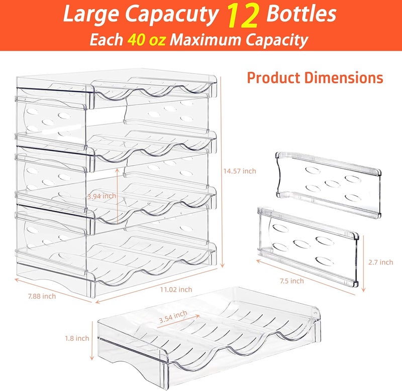 Baosia Stackable Wine Rack,Wine Bottle Holder for Inside Cabinet,for Pantry,Refrigerator,Countertop Organization-4 Tiers for 12 Bottles - Image 2